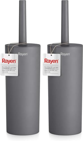 Rayen | Escobilla WC con Tapa | Limpieza Eficiente | Ultra Suave | Dimensiones: 37 x 9,2 cm (Paquete de 2)