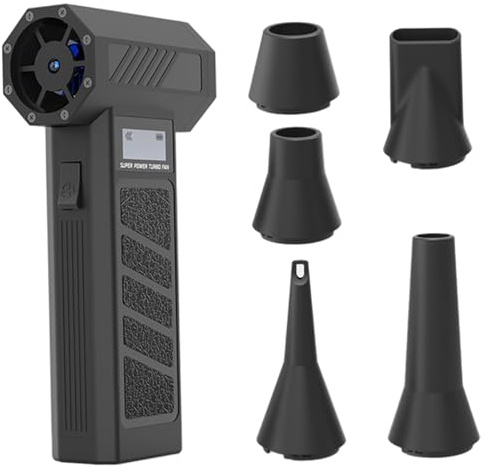 Mini souffleuse à Neige 130 000 TR/Min, Ventilateur Turbo électrique sans Fil, portatif avec 5 Buses et lumière LED, plumeau à air comprimé Portable pour Maison et Voiture