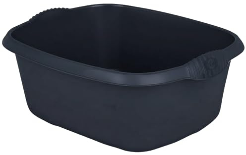 KetoPlastics Midnight Black Rectangle Washing up Bowl Dishes Cutlery Sink 12L Grey Large Kitchen Bowl for Sink