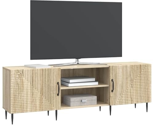 vidaXL TV-Schränk Sonoma-Eiche 150 x 31 x 50 cm Holzwerkstoff, Stylisches Wohnzimmer, Vintage Lowboard, viel Stauraum, rechteckiger TV-Ständer, Medientisch, praktischer Organizer