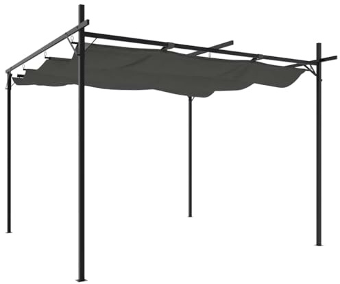 LKJephalotrop e Pergola con tetto apribile, antracite, 295 x 292 x 230 cm, acciaio verniciato a polvere e alluminio, poliestere UV, moderno e robusto, per giardino, terrazza, balcone