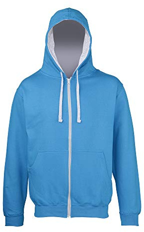 Awdis Mens Varsity Hooded Sweatshirt / Hoodie / Zoodie (2XL) (Sapphire Blue/heather Grey)