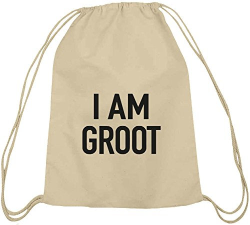Shirtstreet24, I Am Groot, Serien Nerd Baumwoll natur Turnbeutel Rucksack Sport Beutel, Größe: onesize,natur
