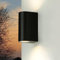 Licht-Erlebnisse Wandlampe Außen Aluminium Glas Schwarz IP44 Balkon Terrasse B:6,8 cm GU10 Modernes Design halbrunde Außenleuchte Garten AALBORG