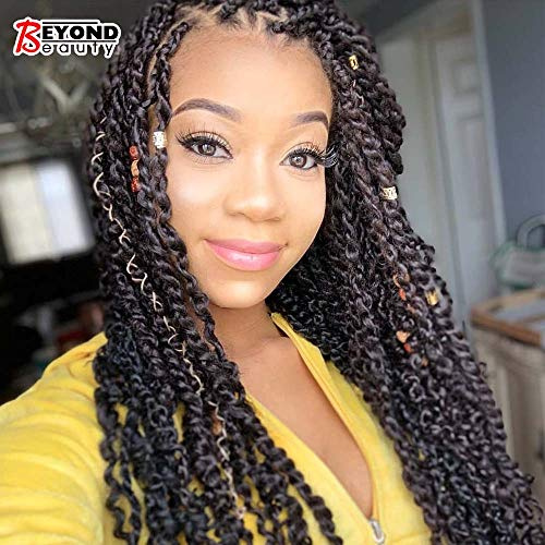 Beyond Beauty Spring Twist Hair 8inch 3Packs Short Black Brown Spring Twist Hair Bomb Twist Crochet Braids for Women Synthetic Braiding Hair Extensions