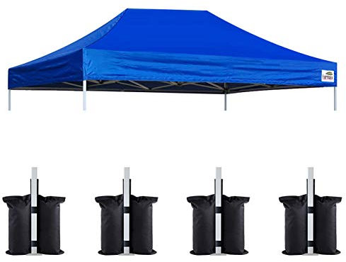 Eurmax USA Pop-Up-Baldachin-Ersatzplatte, universelle Sofortüberdachung, strapazierfähig, UPF 50+ UV-Schutz, Wasser- und windabweisende Plane, 30 Farben erhältlich, Bonus 4 Sandsäcke (blau), 25,4 x