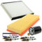 BESTPRICE Inspektionspaket Filterset mit 1x Luftfilter, 1x Innenraumfilter, 4x Zündkerze Super Plus YR7DC+, 1x Ölablassschraube Kompatibel mit FIAT PUNTO (188_)