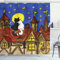ABAKUHAUS Katzen Duschvorhang, 2 Liebhaber Katzen mit Sky, Stoffliches Gewebe Badezimmerdekorationsset mit Haken, 175 x 200 cm, Violett Gelb