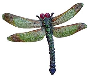 Large Metal Dragonfly Garden Outdoor Decorative Garden Piece (Green & Red)