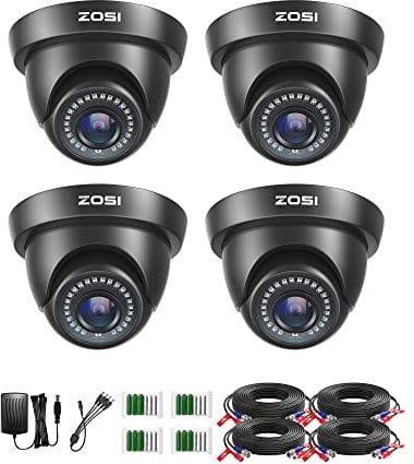 ZOSI 1080P Cámara de Vigilancia Exterior para Sistema de Cámaras de Seguridad, 4 Cámaras en Domo y Accesorios