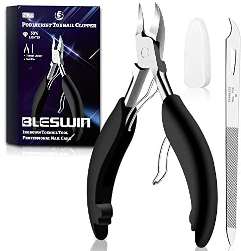Toe Nail Clipper for Ingrown or Thick Toenails, Toenails Trimmer and Professional Podiatrist Toenail Nipper for Seniors with Surgical Stainless Steel Surper Sharp Blades Lighter Soft Handle