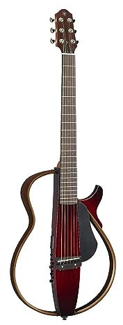 Yamaha SLG200S CRB Guitare silencieuse à cordes en acier avec sac de transport rigide, rouge cramoisi éclaté