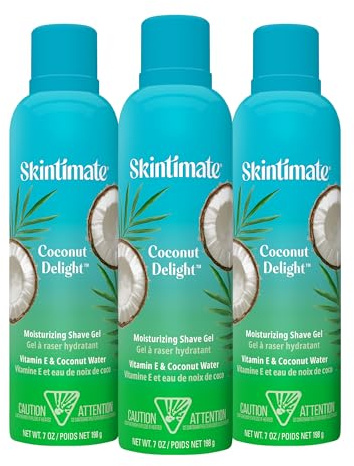 Skintimate Coconut Delight Shave Gel for Women, 3 Pack | Skintimate Shaving Cream for Women, Womens Shaving Cream, Shave Cream, Shaving Foam, Womens Shave Gel, Pack of 3, 7oz each(Package May Vary)