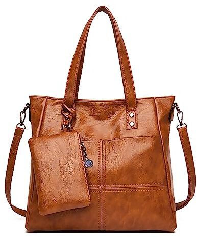 Sacmill Groß Shopper Tasche ederhandtasche Damen Schultertasche Umhängetasche Geldbörse Hobo Casual Taschen Set 2pcs