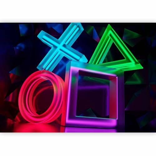 murando Photo Wallpaper for Gamers 300x210 cm / 118.1 x 82.7 Non-Woven Premium Art Print Fleece Wall Mural Decoration Poster Picture Design Modern Play Game Black Console Colorful i-A-0201-a-a