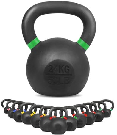 wuuhoo® Kettlebell Rocky, Kugelhantel 4kg - 32kg aus massivem Gusseisen mit Pulverbeschichtung, Gewicht aus Cast Iron, Schwunghantel für Dein Krafttraining - Fitnessgerät für Zuhause 24 kg