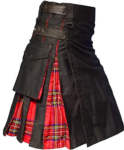 Hybird Utility-Kilts mit Lederriemen für Herren (Royal Stewart, 48 Inches - 121.92cm)