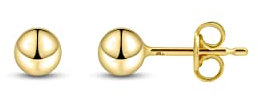 Amberta Allure Damen Kugel Ohrstecker aus 9K Gold: 4 mm