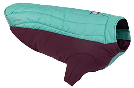 RUFFWEAR Powder Hound Isolierte Hundejacke, Wetter- und wasserabweisend, kaltes Wetter, Hundemantel mit Fleecefutter, Premium Wintermantel Schneeanzug für Hunde,Aurora Teal – X-Small
