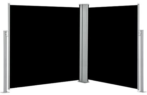 Chenshu Ausziehbare Seitenmarkise, Sichtschutz Terrasse, Windschutz Terrasse, Terrassen-sichtschutz, Trennwand Balkon, Markise Seitenwand, Schwarz 140 x 600 cm