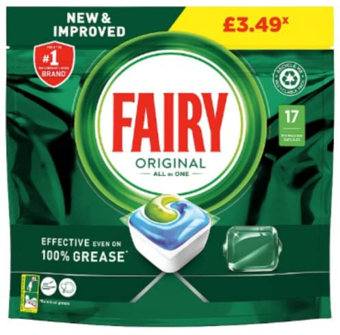 Fairy Original All In One Dishwasher Tablets Regular, 17 Capsules x Case of 5