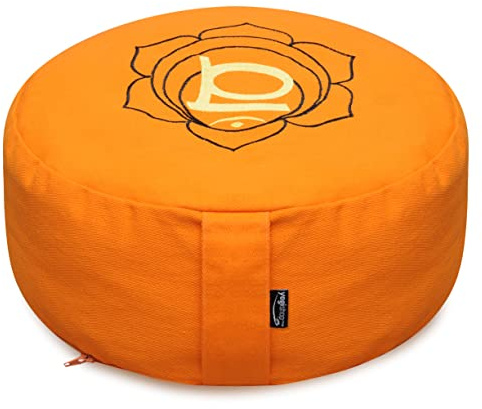 Yogishop Meditationskissen - rund - Chakras - Organic Cotton - ø 36cm x 15cm 36 x 36 x 15 cm, orange