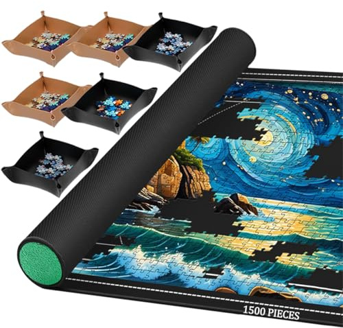 Puzzlematte 1500 1000 Teile, Puzzle Matte Roll, Puzzleunterlage Puzzlemappe Puzzlerolle Mat Storage Accessories für Erwachsene, Jigsaw Puzzle Mat Roll Up