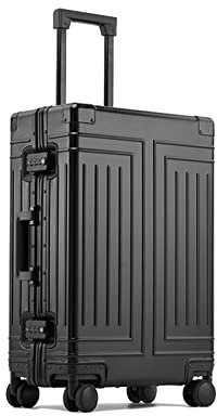 Hartschalenkoffer All-Aluminium-Magnesium-Legierung Trolley Universalrad Großer Koffer Passwortbox für Männer und Frauen 20 Zoll 28 Box Koffer (Color : Black, Size : 24)