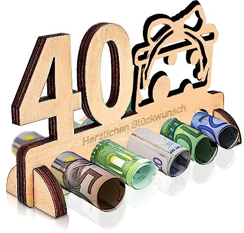 Geburtstag Holz Deko Schild, Jubiläum Holz Deko Schild, Holz Schild Gästebuch, Holzaufsteller für Geld- Geschenk, für 40 Geburtstag Männer Deko, Frauen Deko, 40 Jahre Jubiläum oder Hochzeit