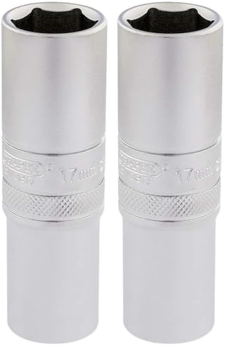 Draper 16649 1/2 Square Drive Hi-Torq 6 Point Deep Socket, 17mm Size, Blue (Pack of 2)