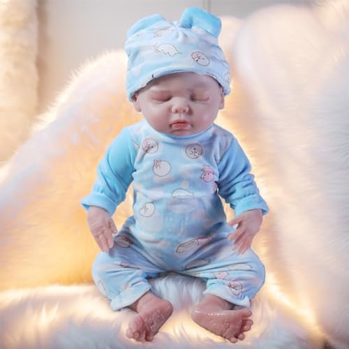 COSDOLL 40cm Reborn Puppe Lebensechte Babypuppen Mädchen - Reborn Puppen Vollsilikon Lebensecht, Geschenke für Mädchen 3+