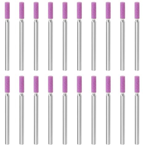 ECSiNG 20PCS Rotary Grinding Stones Drill Bit Red Corundum Grinding Stones Accessory Set for Grinding Electric Saws 3mm Stone Diameter