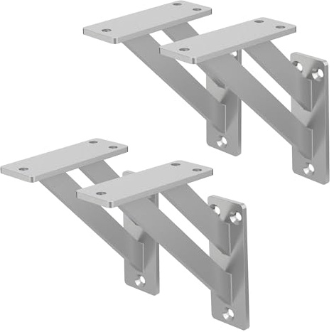 ML-Design 4 Stück Regalhalterung 120x120 mm, Silber, Aluminium, Schwebende Regalhalterungen, Regalwinkel, Wandhalterung für Regalbrett, Regalträger für Wandmontage, Wandregal Wandkonsole Regalstütze