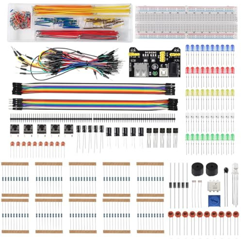 AEDIKO Electronics Component Basic Starter Kit with Power Supply Module, Jumper Wire,Precision Potentiometer,830 tie-Points Breadboard