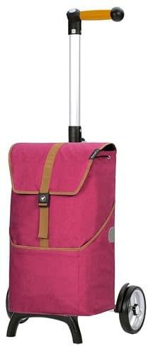 ANDERSEN Einkaufstrolley - Shopper Fun Auke Rubin | mit ergonischem 3-Wege-Griff, klappbar, aus Alu, bis 40 kg - Tasche mit Rucksackfunktion, Innenfach, Seitenfach, 46 L