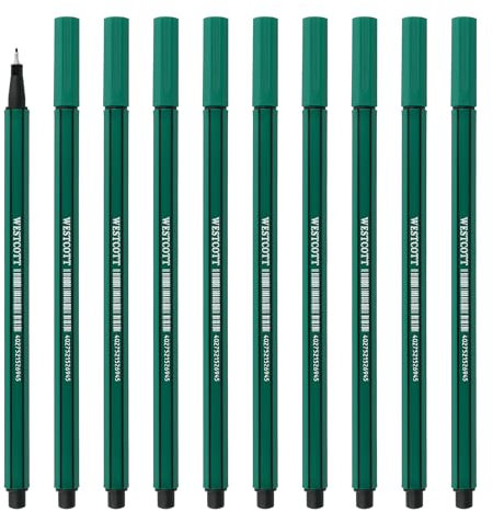 Westcott STORYLINER Fineliner grün 10 Stück | Premium Fineliner mit 0,4mm Strichstärke | Präzise Strichführung, metalleingefasste Spitze, schnelltrocknende Tinte auf Wasserbasis | E-737791 00