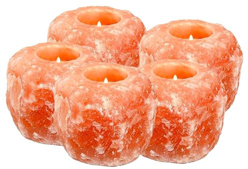 LAMARE Himalaya-Salzkerzenhalter – 5 Einheiten – Magic Salt® Beleuchtung für Ihre Seele