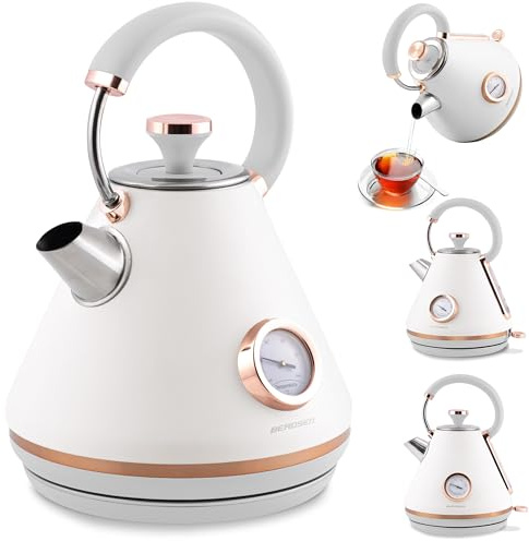 Eleganter Wasserkocher mit Thermometer Berdsen BD-701 1.7L - Weiß