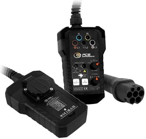 PCE Instruments Comprobador de punto de carga de vehículos eléctricos VE/Simulación de vehículo/Simulación de cable/Salida CP y toma de corriente para mediciones/Incluye estuche PCE-EVSE 310
