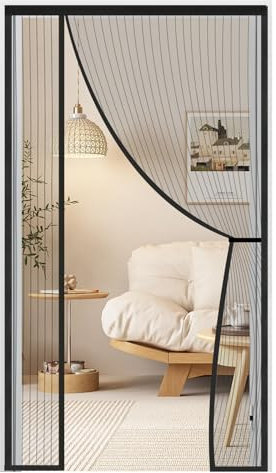 COZCLAM Zanzariera per porta, 90 x 200 cm, apertura laterale, non necessita di foratura, facile montaggio, chiusura silenziosa, zanzariera magnetica per porta scorrevole del balcone