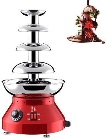 Chocolate Fountain Machine, 4 Tier Electric Chocolate Fondue Tower with Anti-slip Mats, 30-110℃ Adjustable Temperature Range, Efficient Heat Dissipation and Detachable Serving Tray, for Birthday