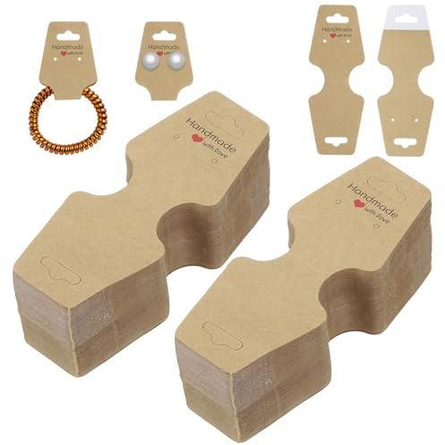 PATIKIL 200 Stück Halsketten Display Karten Karton Schmuckkarten Braun | Selbstklebende, Für Schmuck Display Ohrring