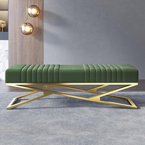 Luxuriöse, Mit Samt Gepolsterte Sitzbank, Bequeme Schuhbank Für Den Eingangsbereich Mit Goldener Basis, Moderne Schlafzimmer-endbank, Multifunktions-sofabank Mi(Size:90x38x42cm(35x15x17inch),Color:C)