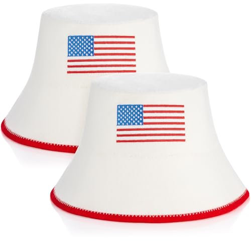 JaGely Saunahut aus Wolle, amerikanische Flagge, für Damen und Herren, finnische Banya-Mütze, russischer Hut, Badezubehör, 2 Stück, Weiß, Blau, Rot