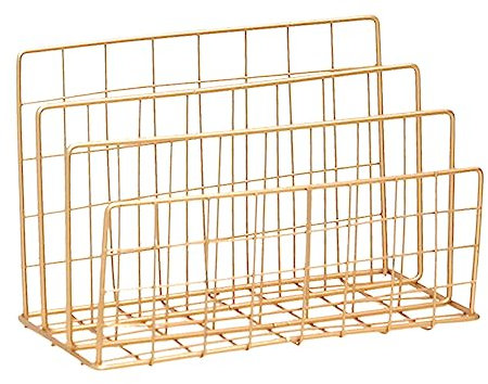 STOBOK Eisen Bücherregal Dreistufiger Zeitschriftensammler Gold Stabiles Aufbewahrungsregal Für Zeitungsständer Schreibtisch Organizer Platzsparend Für Büro Und Zuhause