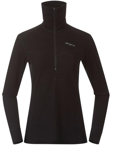 Bergans Damen Inner:Dual Merino Half Zip Longsleeve, Black, M