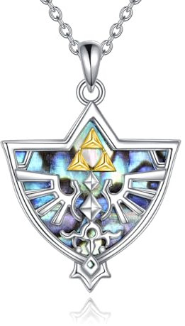 VONALA Zelda Necklace Sterling Silver Legend of Zelda Triforce Pendant Zelda Jewelry Gifts for Women Men