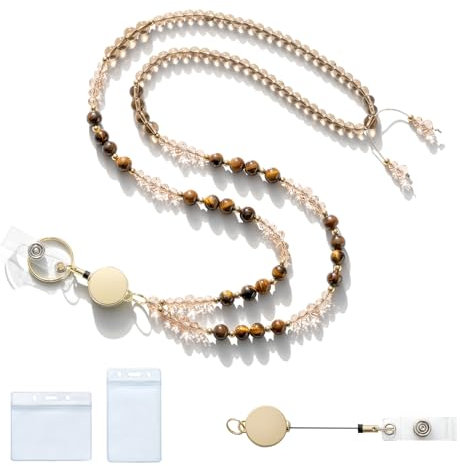 MORSUNBELA Ausweishülle mit Band Lanyard mit Kartenhalter Ausweishalter Schlüsselanhänger Lang Badge Holder Schlüsselband Ausziehbar ID Card Holder Braun