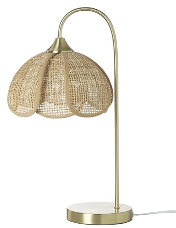 VERTBAUDET Lampe à poser fleur en rotin et pied en laiton or TU