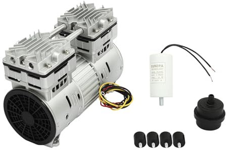 Bomba de vacío sin aceite, 220 V, 800 W, 1400 rpm, sin aceite, bomba de vacío con silenciador, bomba de vacío de laboratorio sin aceite, con protección contra sobrecalentamiento para absorción de
